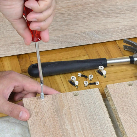 Using 30 Sets Cam Lock Fittings Kit For Wardrobe And Drawer With M6 Cam Screws And Nuts, Zinc Alloy And Plastic Construction