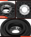 Engine Harmonic Balancer Pulley Compatible With Mitsubishi Eclipse Galant Expo LRV Eagle Summit Talon Plymouth Colt Laser 2.0L 2.4L Beefy Replacement Part For 1992 1999 Models, close-up of detailed grooves and black finish.
