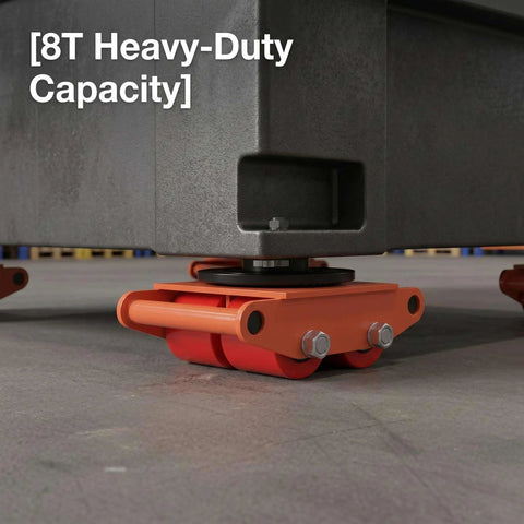 Beefy Heavy Duty Machinery Skate Dolly With Four PU Wheels And 360 Degree Swivel Industrial Steel Mover For Large Equipment Warehouse Transport Simple Underload Positioning And Smooth Rolling, 8T capacity