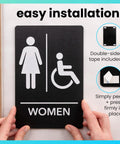 Restroom Sign For Business ADA Compliant Braille Bathroom Sign With Double Sided Tape For Hassle Free Installation 9 By 6 Inch