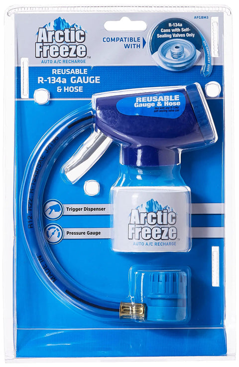R134a Car AC Recharge Gear With Reusable Gauge And Hose Easy Trigger Dispenser For Quick Refill 90 Degree Coupler
