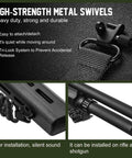 High-strength metal swivels for Tough As Nails Carbon Steel Rifle Sling Swivel Mount; durable, quiet, easily attaches to rifles and shotguns.