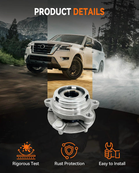 Two Pack Front Wheel Bearing Hub Assembly 513294 For Nissan Altima 2007 2008 2009 2010 2011 2012 2.5L 4 Cylinder, 5 Lug, With ABS Direct Fit Ready To Install Replaces OE 402029HC0A 40202JA000 40202JA010 40202ZX00A on road background