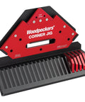 Heavy Duty Cast Aluminum Router Corner Jig And Chamfer Template Set with guides and wall mount for precise edge work.