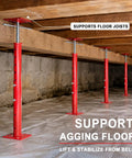 Heavy Duty Steel Crawl Space Jacks 4 Pack Adjustable Leveling Posts 19 To 36 Inches with load-bearing support for sagging joists.