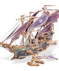3D Wooden Pirate Ship Puzzle Kit With Purple Hull Build A Victorian Steampunk Galleon Epic Home Decor Display Awesome Gift For Adults And Teens