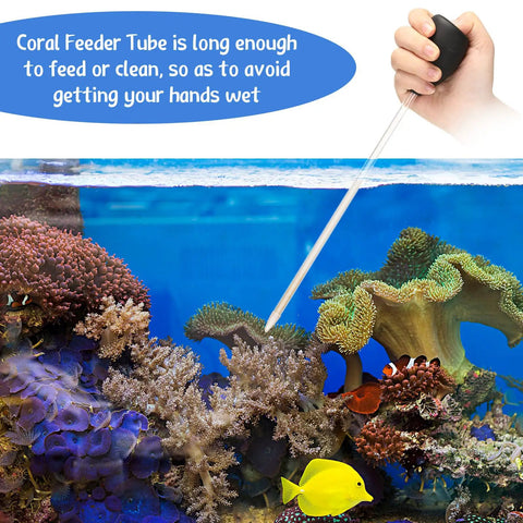 Two Pack Long Reach Feeding Pipette For Aquarium Fish Tank And Coral Food Deep Reach Syringe Feeding Tube For Marine Fish Reef Tanks And Planted Aquariums 13.78 Inch Length Black, used over reef corals