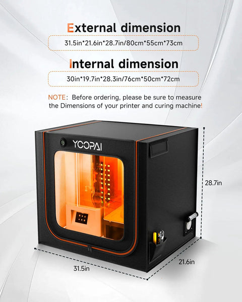 Dual Resin 3D Printer Enclosure With Vent Kit And LED Light Odor Busting Dustproof And Noise Reduction Large Internal Space