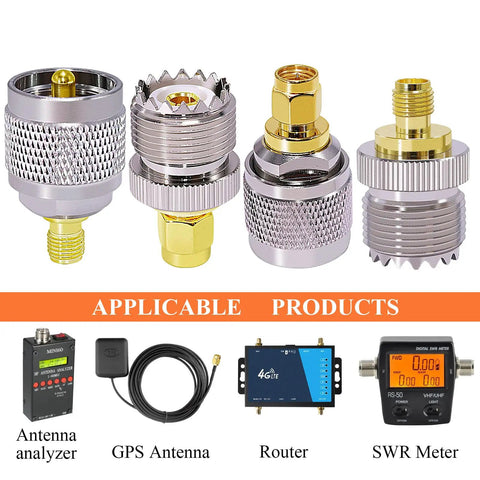 UHF Antenna Adapter Kit For CB Radios And Ham Gear, 50 Ohm Coaxial Connectors PL259 SO239, brass adapters for radio equipment