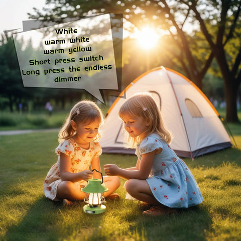 Two children using Snail Design Kids LED Lamp With USB Rechargeable Battery Portable Indoor Outdoor Night Light Camping Lantern