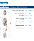 Brookshire Handleset And Georgian Knob In Antique Brass Finish For Front Doors dimensions diagram with measurements