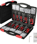 Helicoil Thread Repair Kit With 261 Pieces Includes Installation Tool, Twist Drill, Break Pin, Tap, Thread Inserts And Hex Keys For Metric M5 M6 M8 M10 M12 And SAE 1/4, 5/16, 3/8, 7/16, 1/2 Inch Rethreading Kit For Auto, Motorcycle, And Machinery displayed in black case