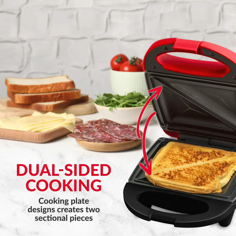 Cute And Compact Personal Sandwich Maker, Non Stick Electric Panini Press for quick grilled cheese with dual-sided cooking feature.