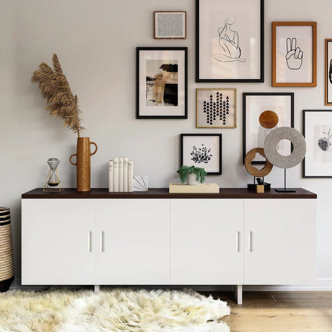 Modern living room with art wall, white cabinet with 60 Pack Square Cabinet Handles In Brushed Nickel Stainless Steel Drawer Pulls For Kitchens Cabinets Cupboards And Furniture 5 Inch Center To Center Durable Modern Hardware.
