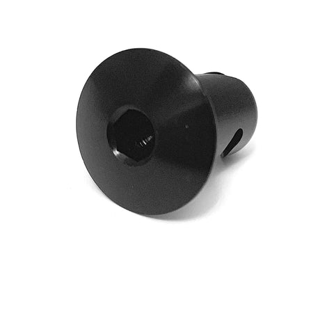 Kickass 7/16 Inch Black Aluminum Dzus Button Quarter Turn Fasteners.500 Grip Diameter, Dome Style With Allen Head, side view.