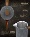 French Press Coffee Maker 34 Oz Built Tough With Solid Wood Handle Double Wall Construction And Dual Bronze Filter spout and scale line detail