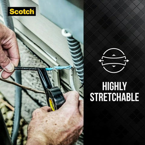 Heavy Duty Vinyl Electrical Tape Workhorse Grade 0 to 221 Fahrenheit Temperature Range being applied to cables outdoors.