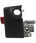 Side view of DPST Pressure Switch For Air Compressors 40 To 175 Psi Diaphragm Actuated Auto Off Four Port One Quarter Inch FNPT