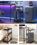 Under Desk CPU Stand With Charging Station Two Tier Mobile Computer Tower Cart With Lockable Wheels That Fits Most Desktops