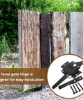 Wooden gate with Iron Gate Hinges With Secure Latch And Easy Install For Residential Gardens And Public Parks hardware shown