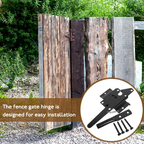 Wooden garden gate with heavy duty outdoor gate hinge for wooden fences with easy install and reliable security iron hardware.
