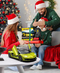 Family opening gift of Lamborghini Officially Licensed Remote Control Car With Realistic Lambo Design for Boys and Girls in living room