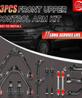 Chevy Silverado Sierra 1500 Front Suspension Kit 13 Piece AWD Beefed Up With Upper Control Arms Lower Ball Joints Sway Bars Tie Rods Replacement For 1999 2006 4WD AWD Trucks, front view