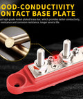 250 Amp 12 Volt Heavy Duty Power Distribution Block Bus Bar With Four M8 Studs And Three Screw Terminals Waterproof Cover Pack Of 2 For Automotive Marine Car Audio RV Truck Boat, nickel-plated brass