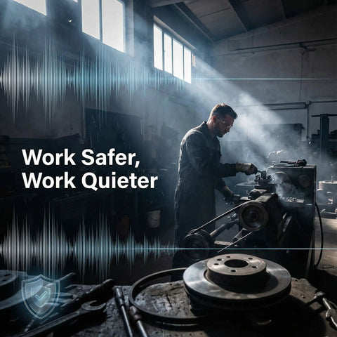 Man using brake lathe in workshop highlighting 9.25 Inch Non Vented Rotor Silencer Band For Large Rotors Rubber Brake Lathe Muffler Replacement Part