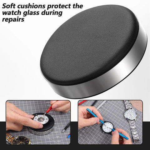 Round Leather Watch Cushion And Movement Holder Pad For Repair Jobs, Case Protector Pad, Watch Maintenance Mat, 2.75 X 2.75 X 0.67 In