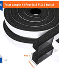MAGZO weather stripping door seal, 1 in W x 1 in T, black adhesive foam strip, two 6.5 ft rolls (13 ft total)