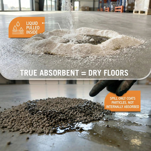 Heavy Duty Spill Clean Up Powder That Knocks Out Oil Grease And Hydraulic Liquid Instantly Binds Liquids Into Solid Granules For A No Sweat Sweeping Finish On Garage Or Workshop Floors One Cubic Foot Bag
