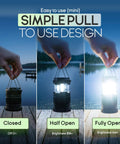 Bright 360 Degree COB LED Camping Lantern Powered by Batteries Portable Hanging Collapsible Light demonstrating light levels.