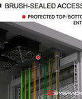 42U Floor Standing Server Rack 19 Inch Wide 35 Deep Homelab Cabinet with brush-sealed access and internal cooling fans.