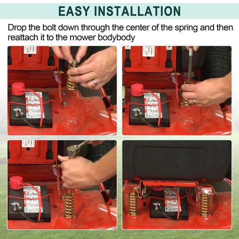 Installation steps for 4Pcs Lawn Mower Seat Suspension Spring Replacement Kit For Riding Mowers And Zero Turn Machines
