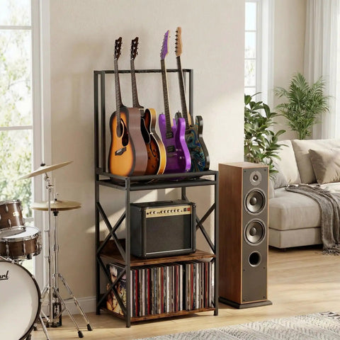 Show Off Your Sweet Guitar Collection With This Super Cool 3 Tier Music Stand. Holds Five Strummers Safe And Sound.