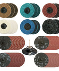 Assorted 58 Piece 3 Inch Quick Change Sanding Disc Set For Die Grinder Surface Prep And Finishing With Aluminum Oxide Abrasives Pro Grade