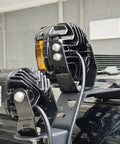 Dual A Pillar LED Pods Off Road Mounting Brackets Set For Wrangler JL And JK No Drill Easy Bolt On Brackets with LED pods close-up