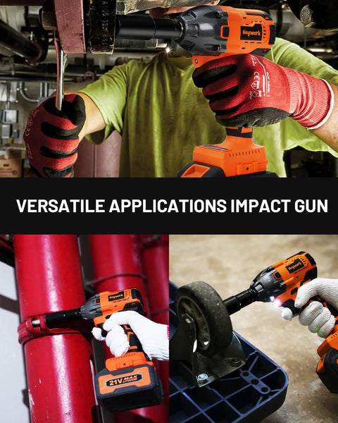 Cordless One Half Inch Impact Wrench Kit With 260 Ft Lbs Torque And 3700 RPM Beast Power 21V in use for car repair