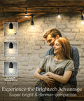 Couple under Waterproof Outdoor String Lights 24 Ft With 7 Dimmable 2W Vintage Edison Bulbs, cafe ambiance