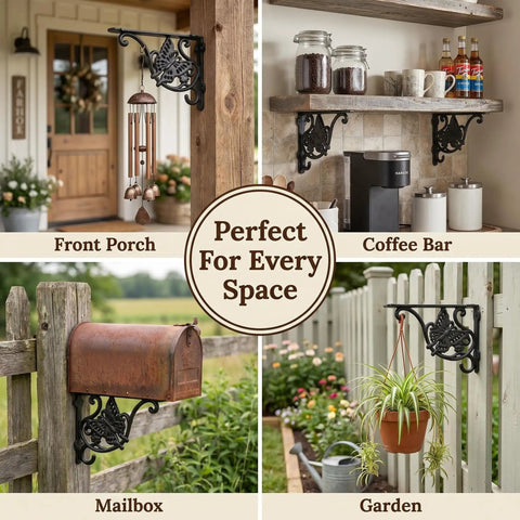 Built Like A Tank Heavy Duty Cast Iron Shelf Brackets 4 Pack Butterfly Wall Corbels 8 X 5.5 Inch in multiple home settings.