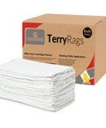 Heavy Duty Pro Grade White Cotton Blend Hand Towels Bulk Pack 120 Pcs 16x27 Inches Rags In A Box For Industrial Janitorial Cleaning And Commercial Use