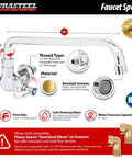 Wall Mounted Commercial Kitchen Wok Range Faucet With 14 Inch Swivel Spout Brass Construction Chrome Polished Finish Single Hole Body And Handle Built Tough For Heavy Duty Use In Busy Kitchens, showcasing features and specifications.