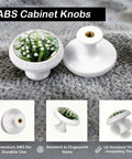 4 Pack Lily Of The Valley Cabinet Knobs Set For Kitchen And Bathroom Stained Glass Style White Bell Flowers With Green Leaves Glossy Finish Totally Dope Decorative Hardware For Cabinets And Drawers