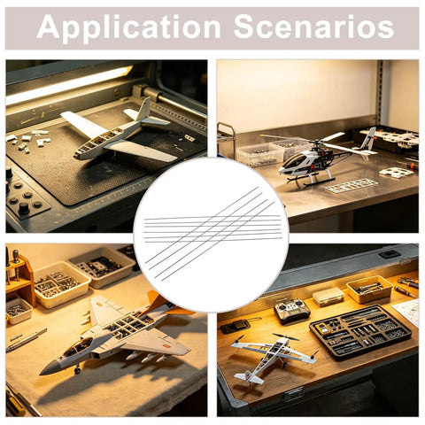 Workstation with model RC planes using Ten Pack Carbon Fiber Wing Spar Poles for RC Planes Heavy Duty High Strength Structural Rods