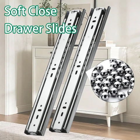 Heavy Duty Drawer Slides 2 Pack 10 Inch Soft Close Full Extension Ball Bearing Rails For Cabinets Dressers File Cabinets Kitchen And Wardrobe Glides 100 Lb Capacity