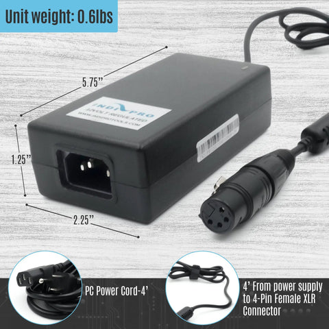 12V 10A AC Power Supply With 4 Pin XLR Female Connector Universal 100 To 240V Input Continuous Power Adapter