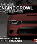 Front view of a red sports car highlighting performance with text overlay promoting the Cold Air Intake System With High Flow Air Filter For Mazda RX8 2003 To 2011 Beef Up Horsepower And Torque Performance Upgrade That Lets Your Engine Breathe Easy And Roar On The Street.