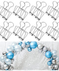 8 Pack Heavy Duty Balloon Arch Clips Set, metal clamps for balloon arches, backdrop setup with silver and blue balloons