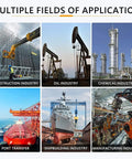 Collage of multiple industries: construction, oil, chemical, port transfer, shipbuilding, and manufacturing